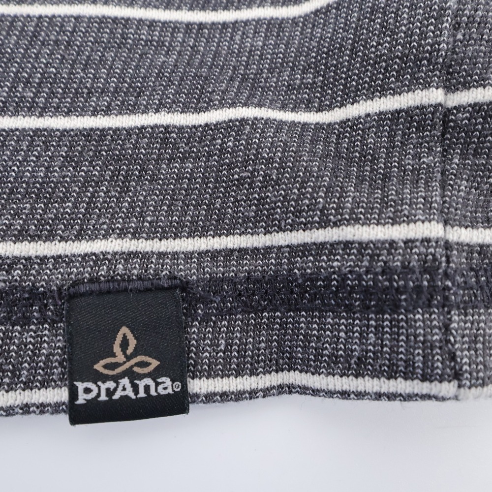 Prana Keller Striped Organic Cotton Blend Shirt Charcoal Long Sleeve Women M - Picture 5 of 9